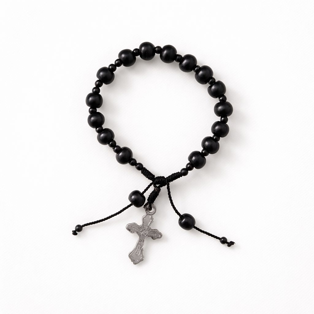 Gelang Doa Rosario Katolik Manik Kayu Hitam