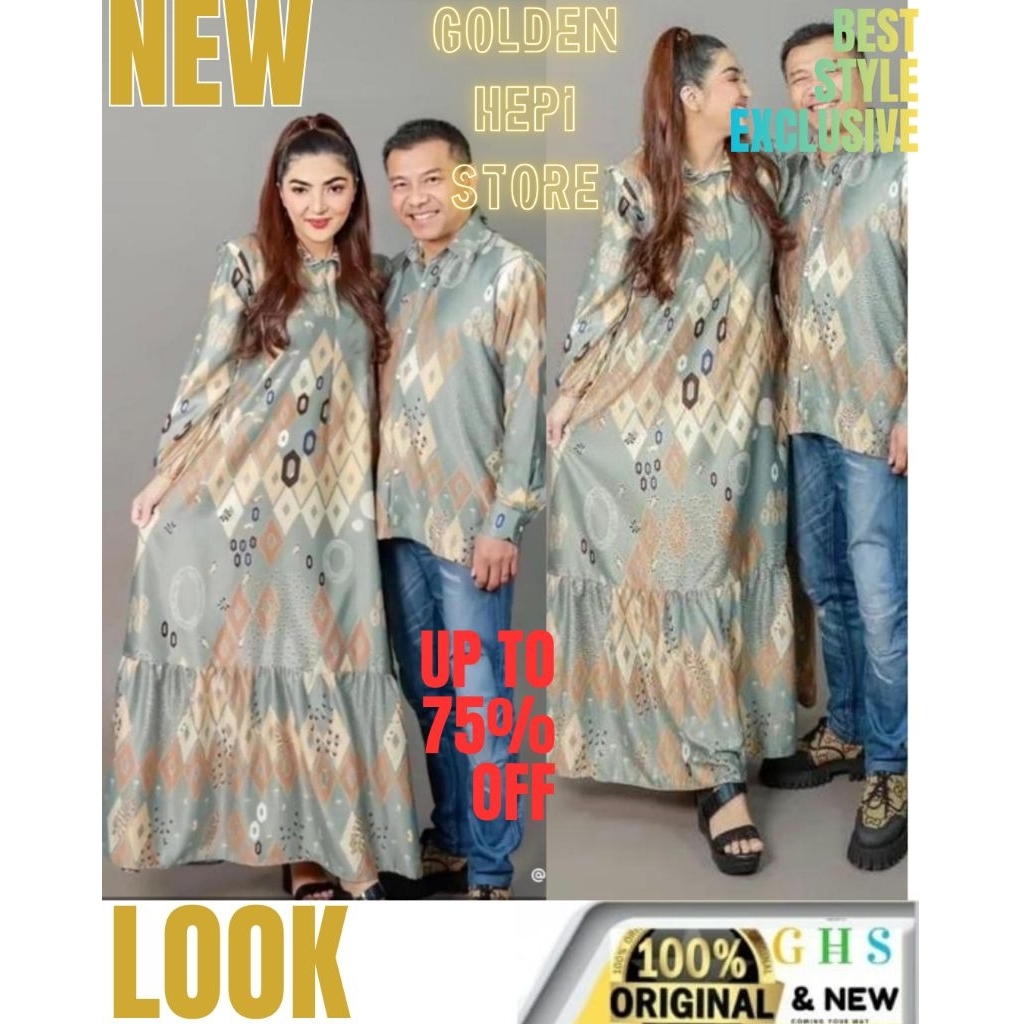 GAMIS BAHAN SILK MAXY GAMIS SAGE GREEN MOTIF