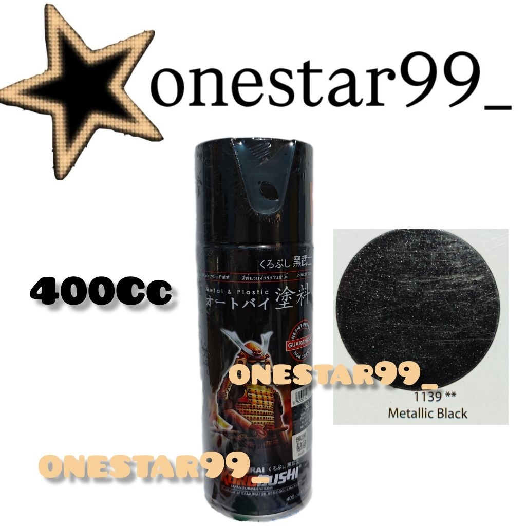 Pilok Pilox Pylox Cat Samuraipaint Metalic Black 1139 Hitam Metalik Glossy Samurai Spray Paint 400cc