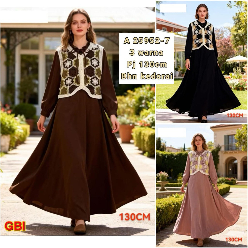 Gamis vest codoray / Dress vest codoray / Gamis codoray terbaru vest 2595