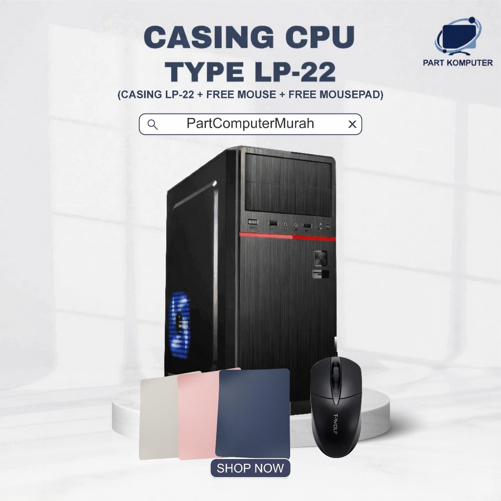 Casing CPU Gaming LP-22 M-ATX Desain RGB + Power Supply 450W PC Rakitan Gaming dan Multimedia