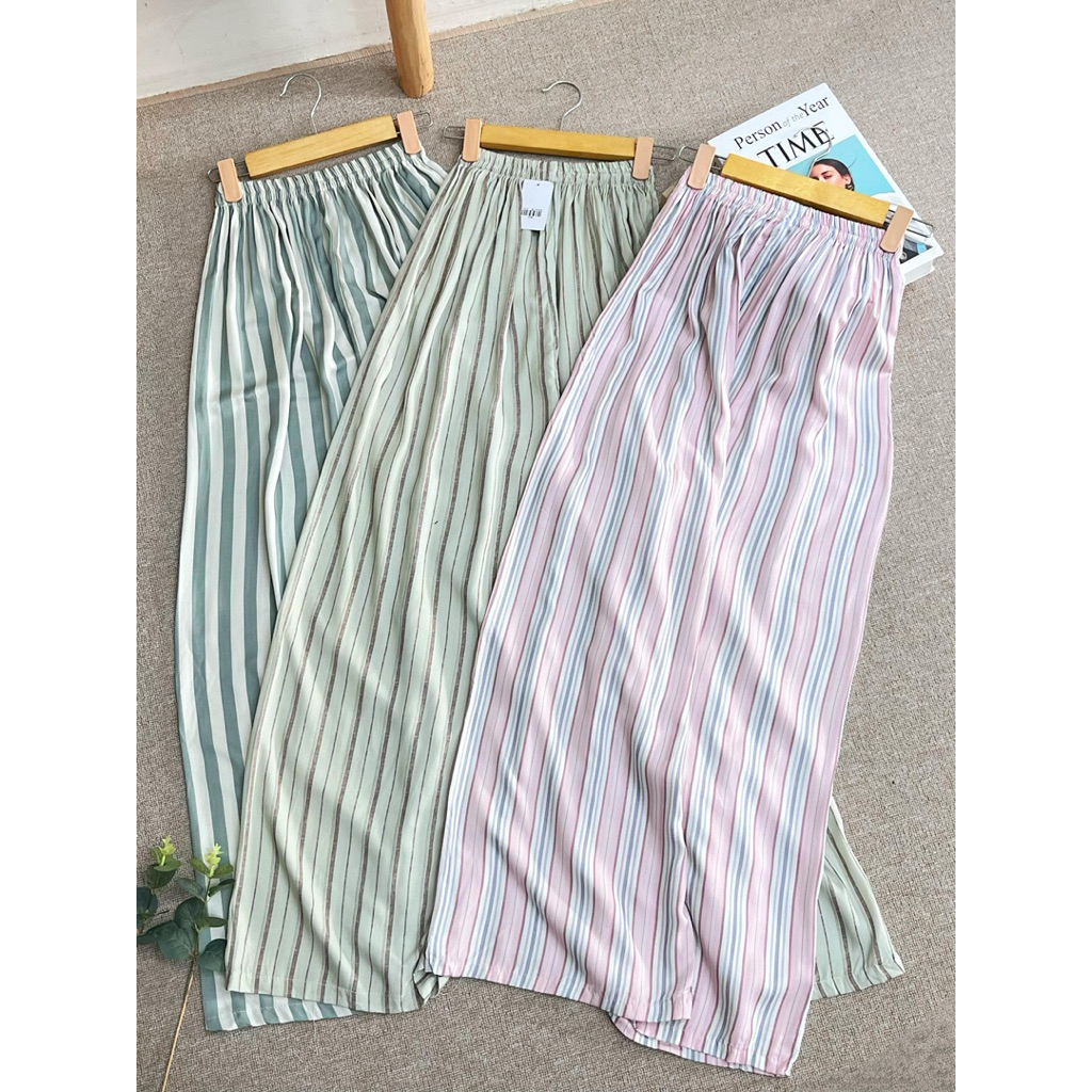 CELANA KULOT RAYON SALUR 2783 2785 2786 SALUR PINK SALUR MINT SALUR HIJAU  Bahan Rayon Premium quali