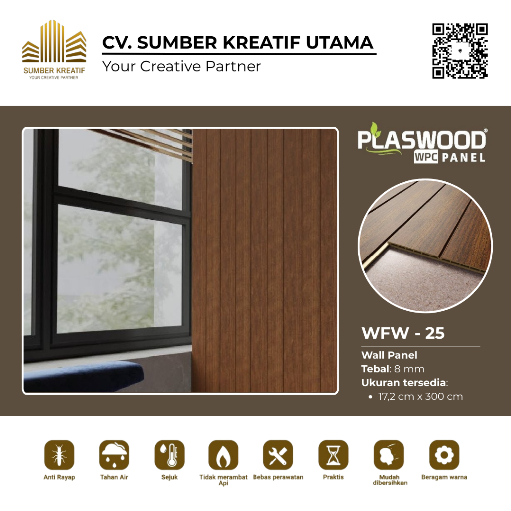 Panel Dinding Interior / Wallpanel WPC Plaswood - WFW 25