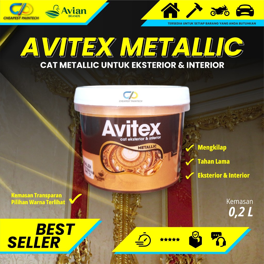 Cat Emas Cat Metaliq Cat Avitex Metalic 200 cc campuran air