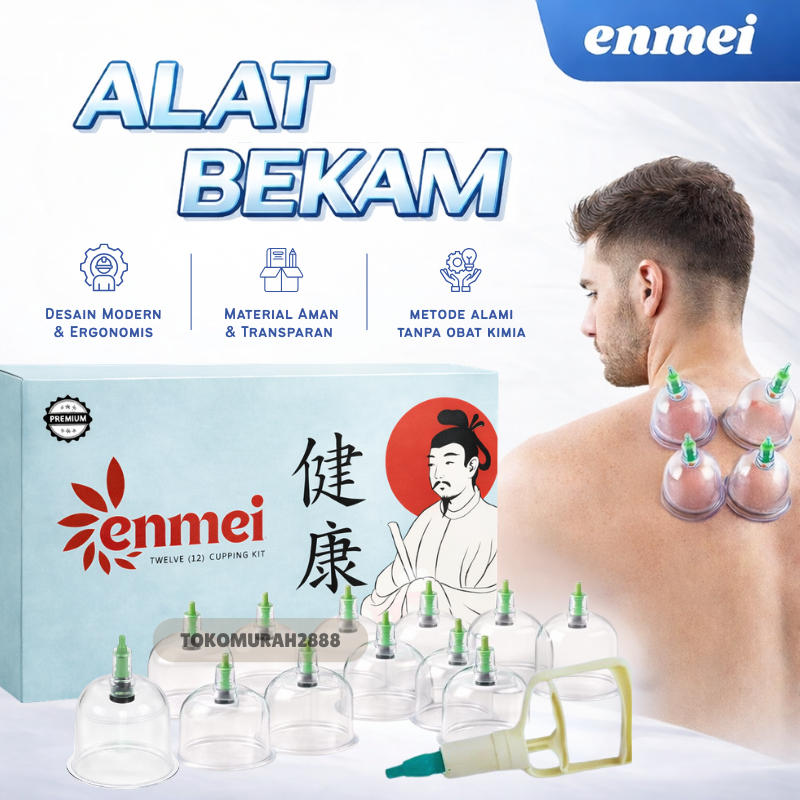 Bekam Kop Angin Alat Terapi Bekam Modern Isi 12 Kop Lengkap dengan Pompa Vakum Alat Kop Angin isi 12