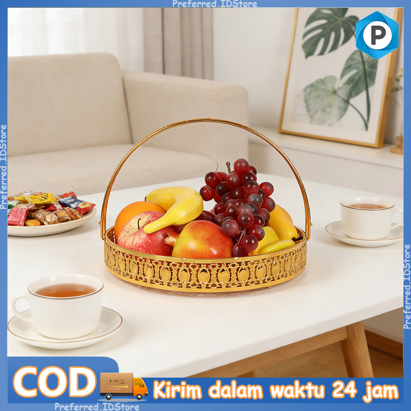 Rak Keranjang Buah Emas Besi/Tray Buah/Tempat Buah/ Rak Besi Serbaguna/ Rak penyimpanan toples