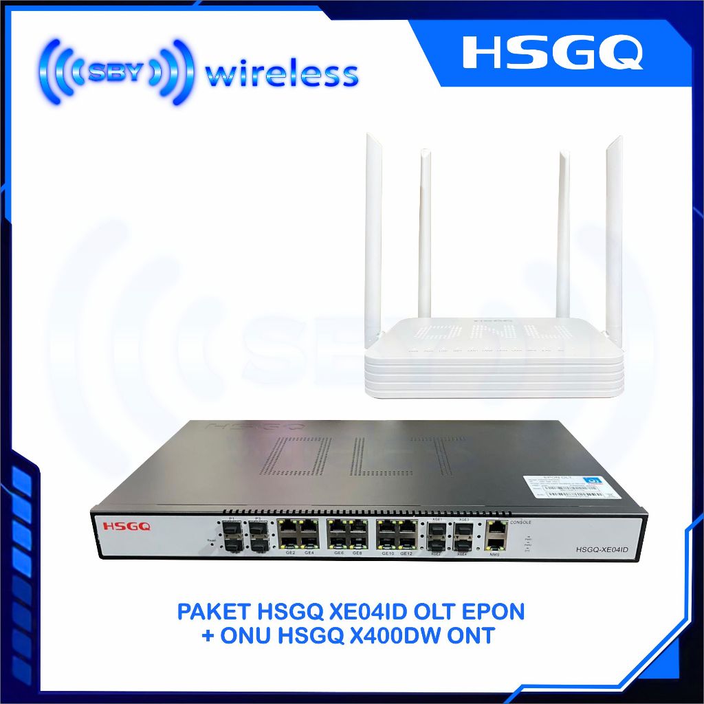 Paket Hemat HSGQ XE04ID OLT EPON (Non SFP) + ONT XPON X400DW ONU HSGQ