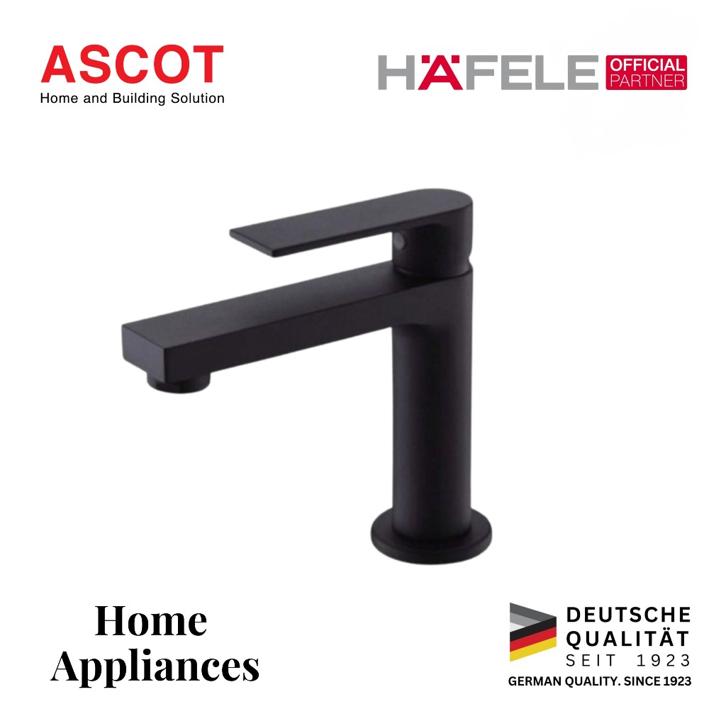 Hafele Keran Wastafel Dapur/Kamar Mandi Cuci Tangan Basin Tap Hitam Tinggi 9,7cm Medan - Keran Tahan
