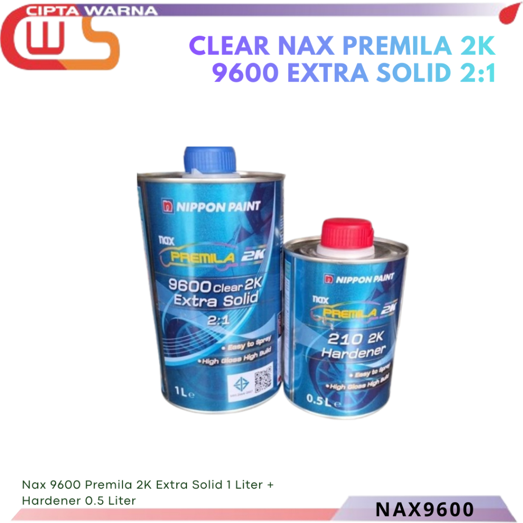 Clear Coat Pernis Nippon Nax Premila 2K 9600 Extra Solid 2 : 1 + Hardener Set