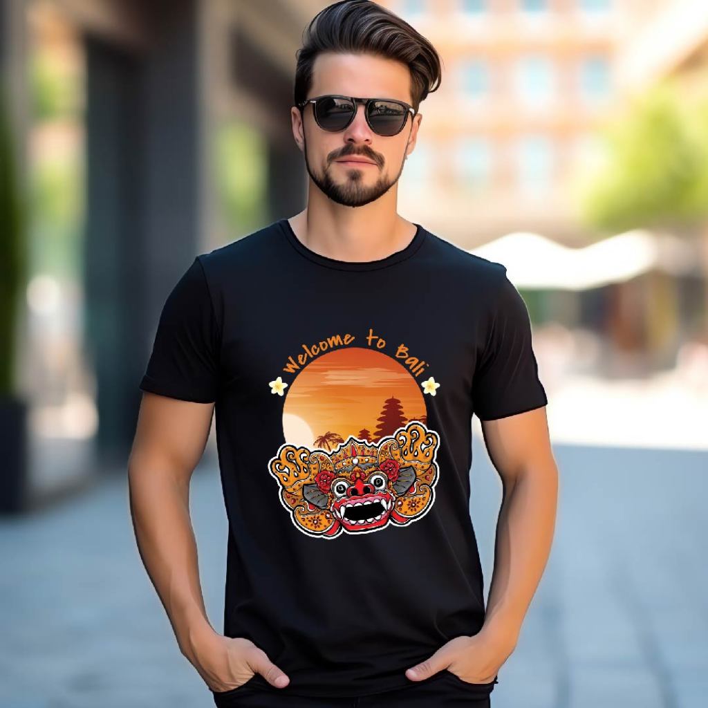 Agha Apparel Kaos Distro Dewasa Motif Barong dan Rangda Bahan Katun Combed 30S