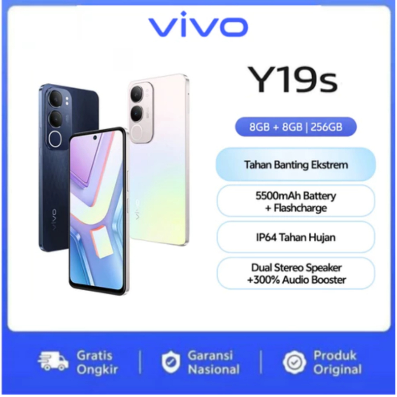 [ASLI] Vivo Y19S 5G | RAM8/256GB | 50MP AI Camera | 5500mAh+15W FlashCharge | Dual Speaker Boost | I