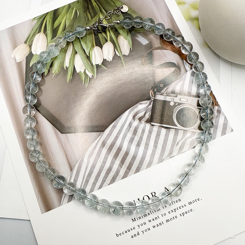 Blue Quartz Gemstone Choker - Necklace - Kalung