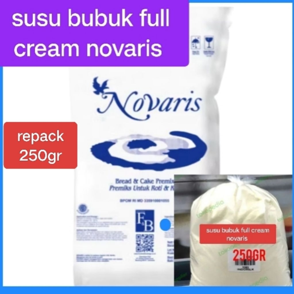 NOVARIS PREMIX Susu Bubuk terbaik fat 20%, Bahan Baku/SUSU FULL CREAM/SKIM MILK POWDER repack 250gr