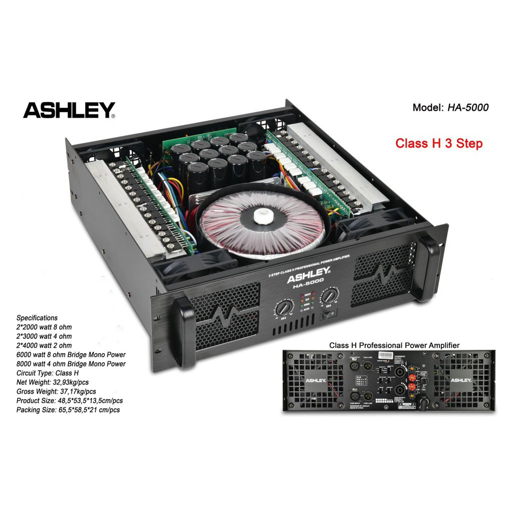 POWER ASHLEY HA5000 CLASS H 3STEP 2000watt