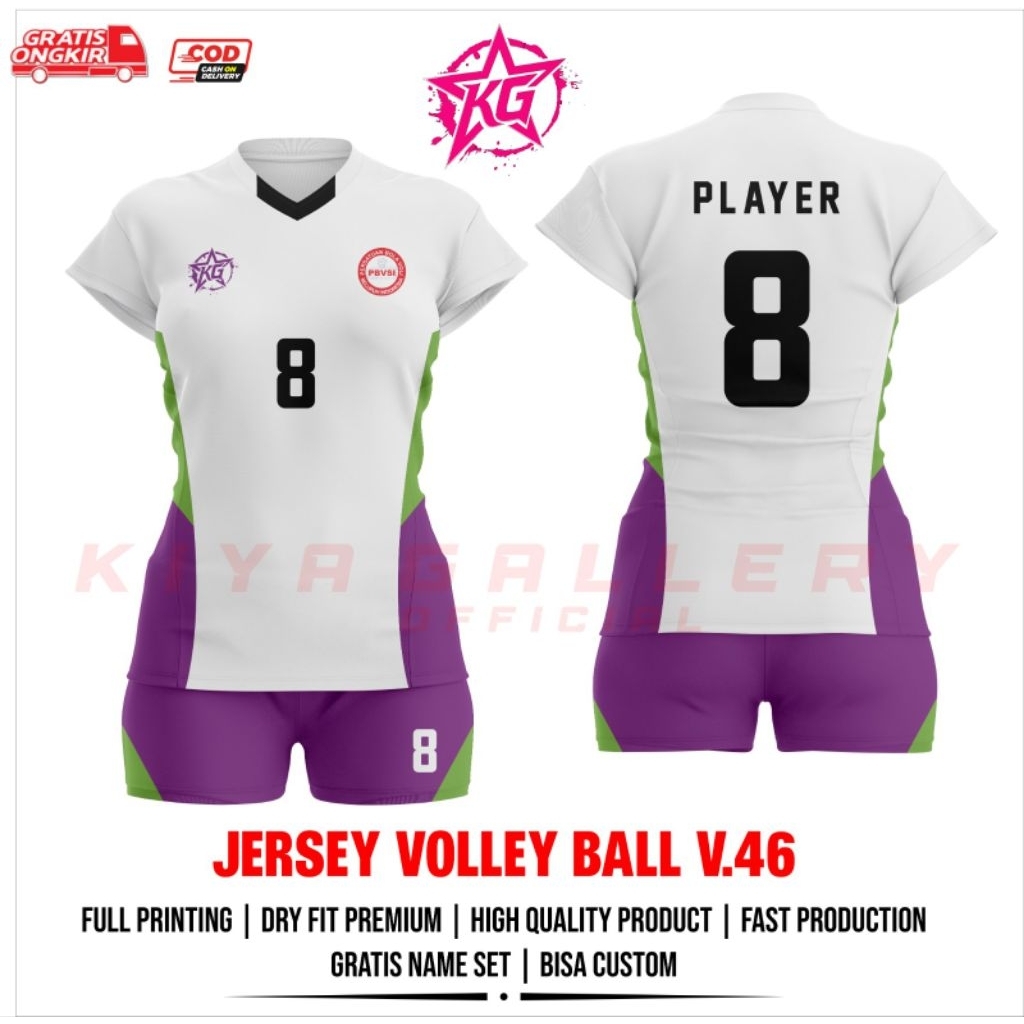 JERSEY BAJU VOLI WANITA V.46 FULL PRINTING GRATIS NAMA DAN NOMOR