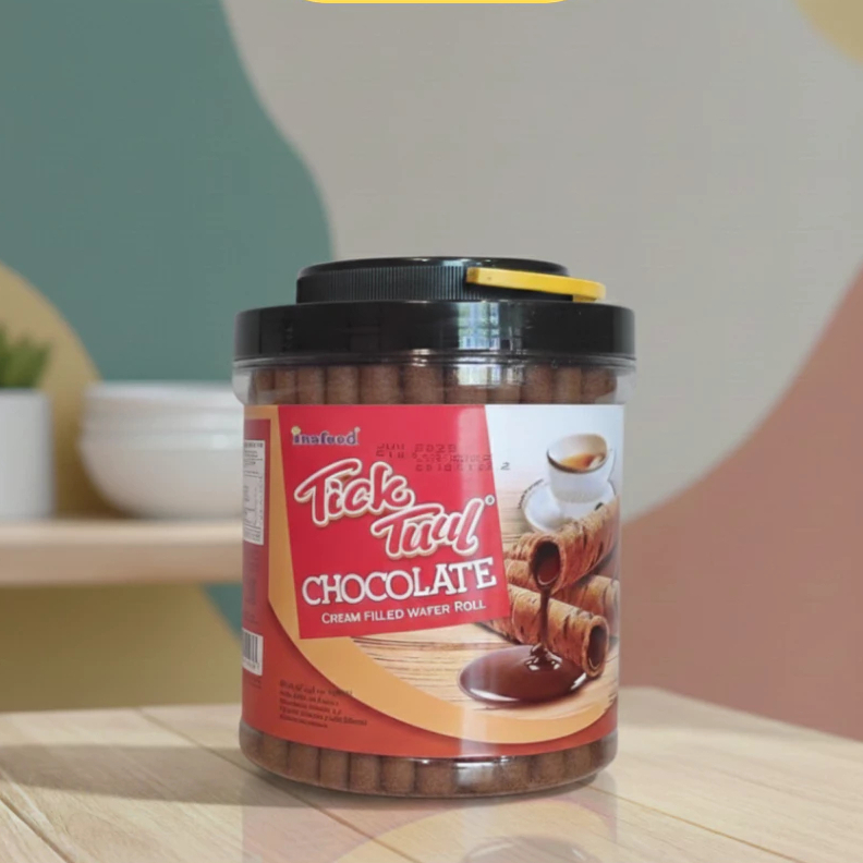 Inafood Tick Tuul Stick Wafer Roll Chocolate Strawberry 350gr jajan lebaran Astor Renyah
