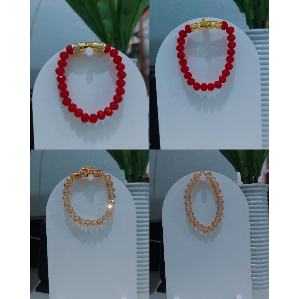 Gelang Kristal Ceko 8mm Manik Manik Crystal Ceko Doff Dan Ceko Bening