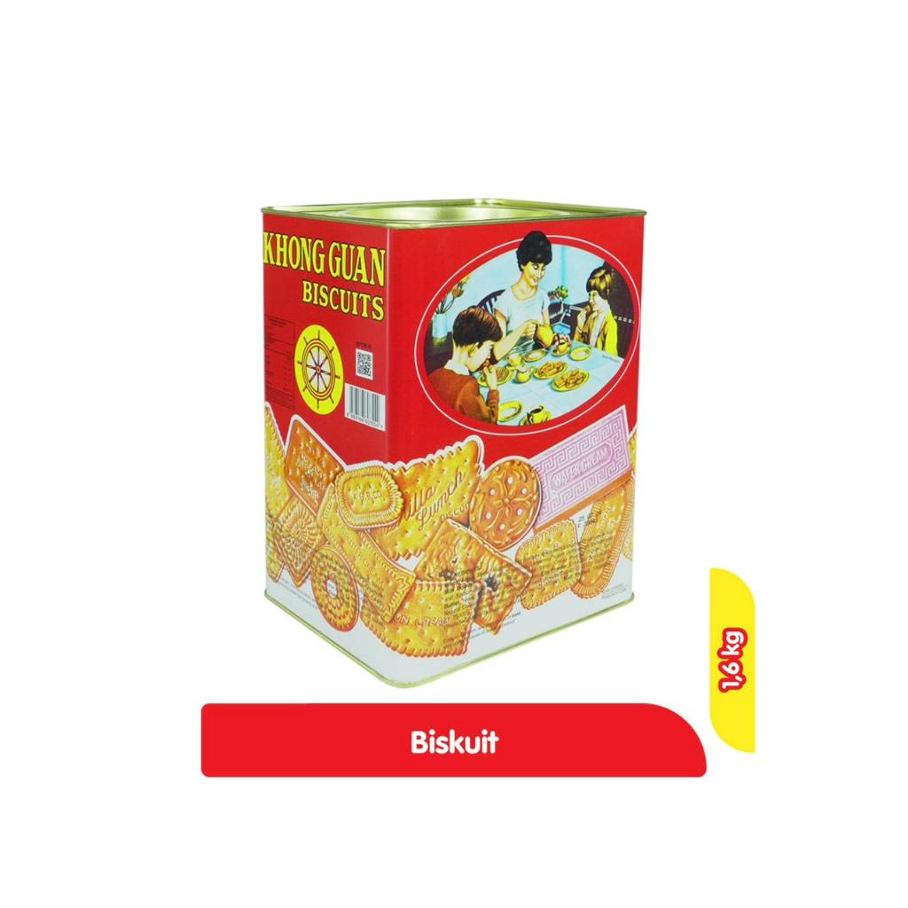 Khong Guan Biskuit Assorted Kaleng Merah 1.6kg – Biskuit Lebaran Klasik Isi Campur Premium | Biskuit