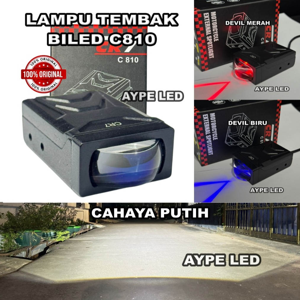 Lampu Tembak Biled CR7 C810 Bluelens Slim Gepeng Demon Eyes Cahaya Biled Waterproof Tahan air