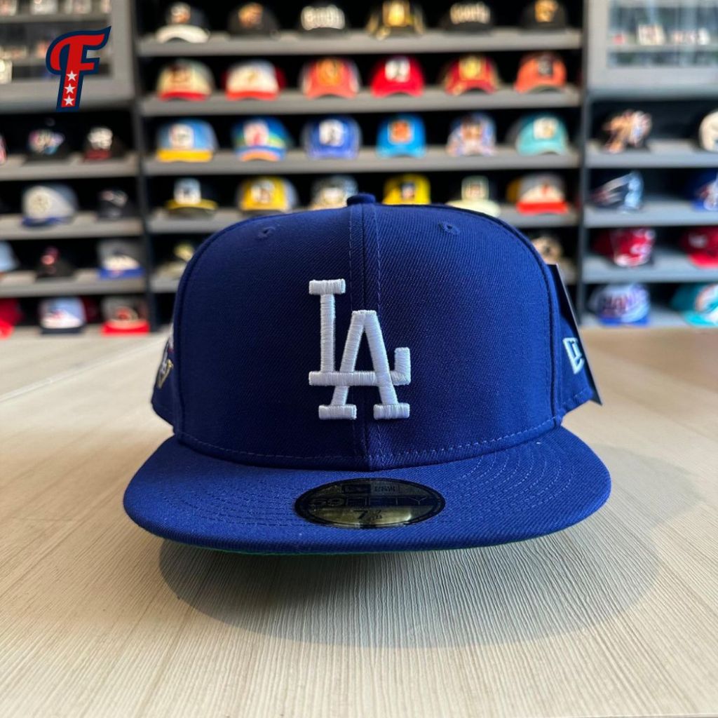 Topi New Era x Undefeated x MLB LA Dodgers World Series Patch 59FIFTY Blue Fitted Hat Original
