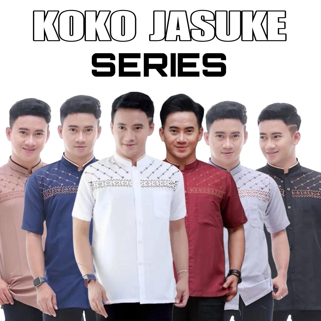 Baju Koko Lengan Pendek Pria Dewasa Motif Jasuke Bordir Katun Matt Series Koko Jasuke