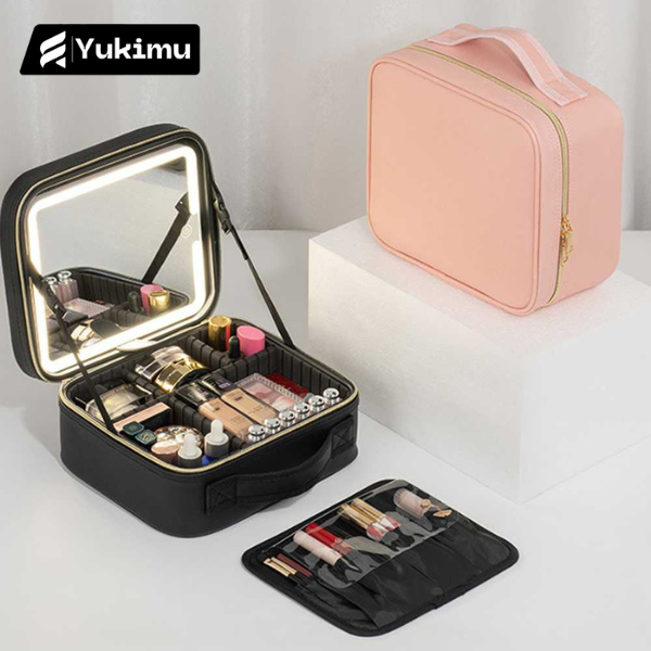 Tas Organizer Make Up Kosmetik with Mirror and Light / Tas Kosmetik Dengan Kaca Lampu