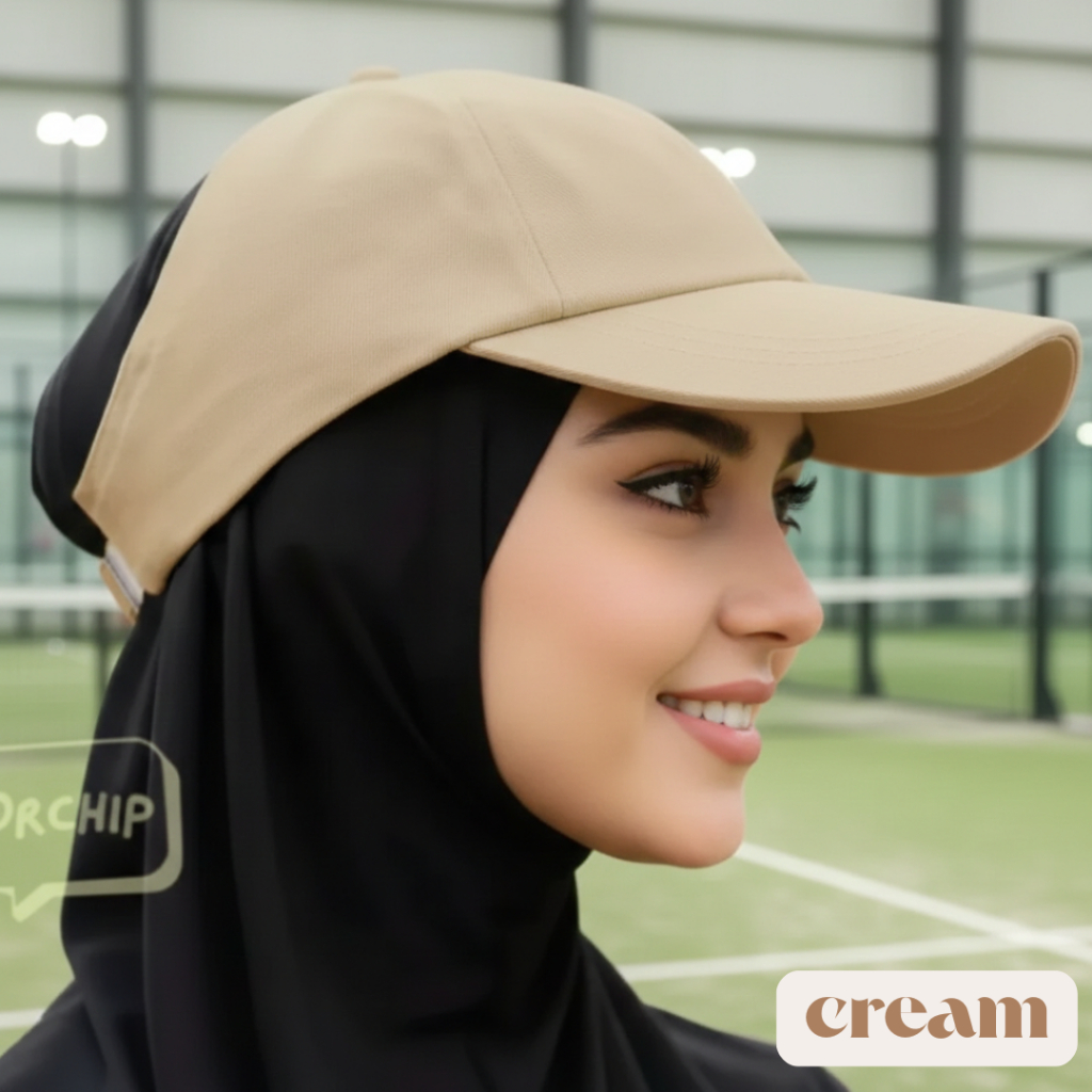 BREEZA Cap Topi Olahraga Wanita Hijab Friendly | Topi Bolong Hijaber Sporty | Topi Jogging Gym Tenni