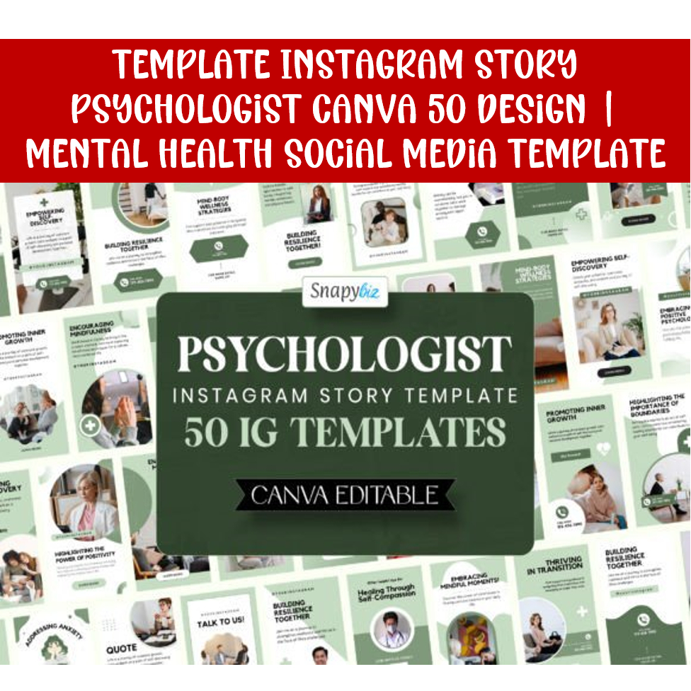 Template Instagram Story Psychologist Canva 50 Design | Mental Health Social Media Template