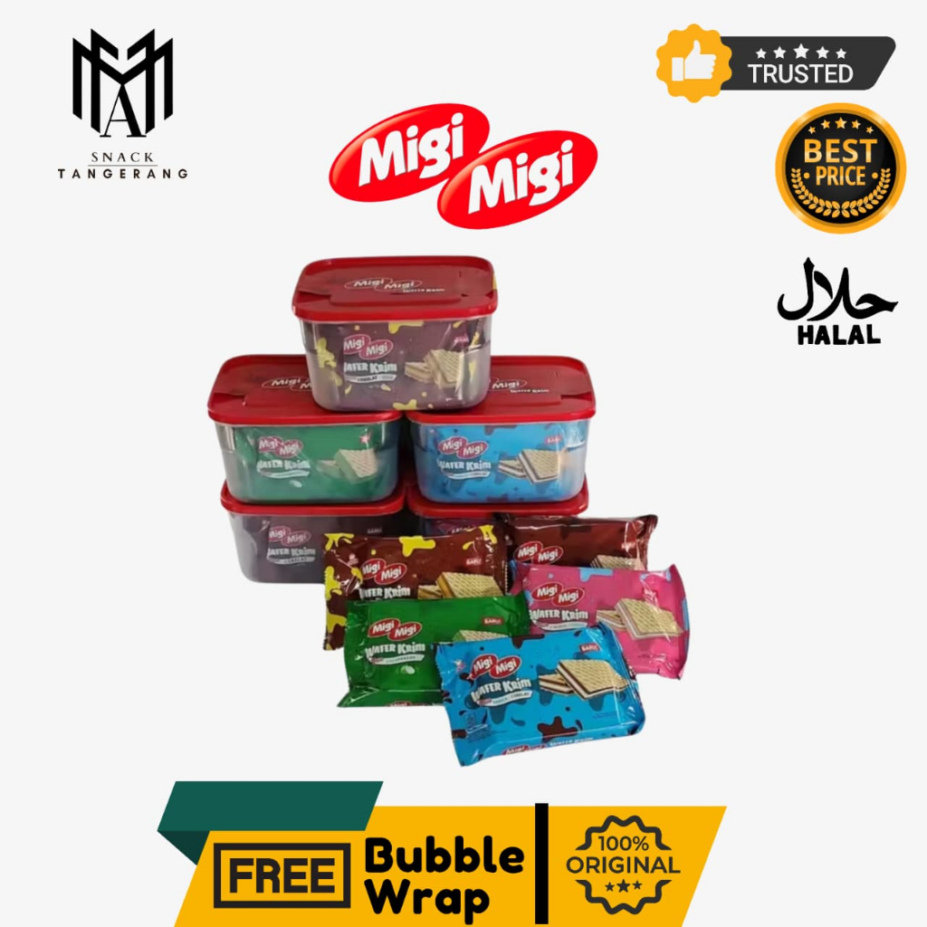 [FREE CONTAINER] Migi Migi 2000 Wafer Krim Chocolate Strawberry Keju Cocopandan Vanilla 1 Box isi 10
