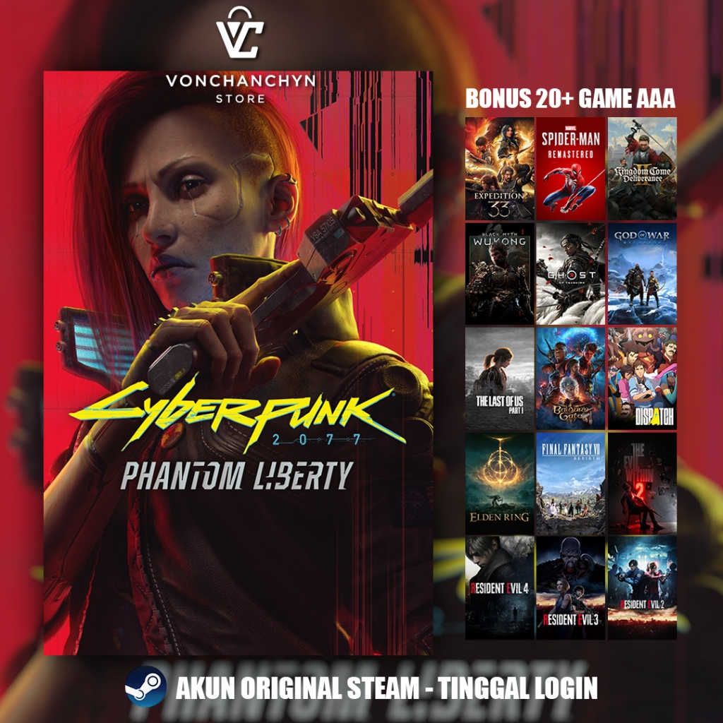 Cyberpunk 2077: Phantom Liberty + Bonus 208 Game Original - Steam Sharing