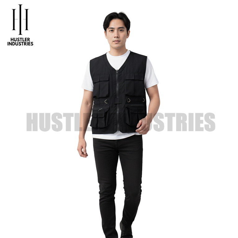 VEST CARGO HITAM MULTIFUNGSI ROMPI CAESAR LAPANGAN OUTDOOR TERMURAH