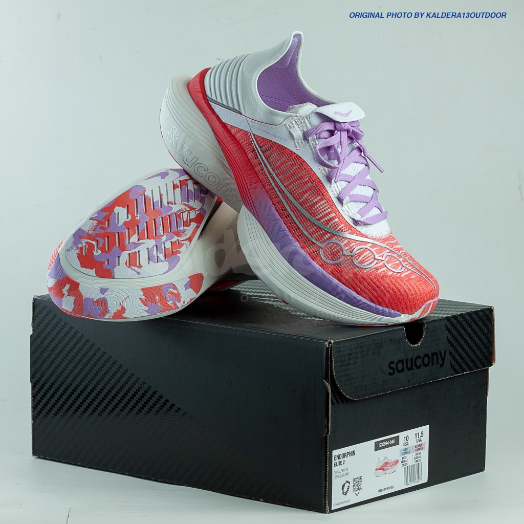 Sepatu Road SAUCONY Shoes Endorphin Elite 2 - Coral / White Size 44
