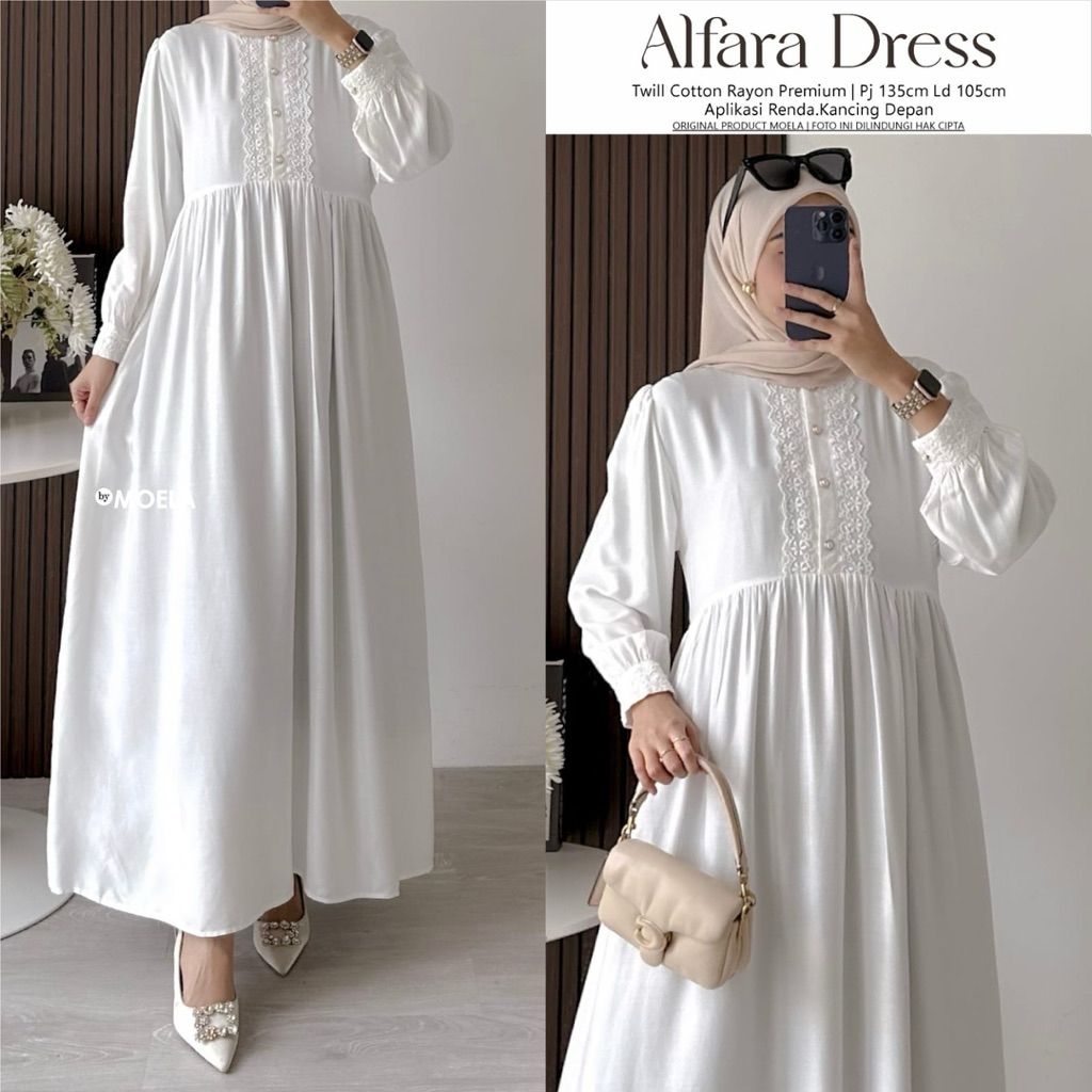 Black And White Dress Series Gamis Polos Hitam Putih by Moela