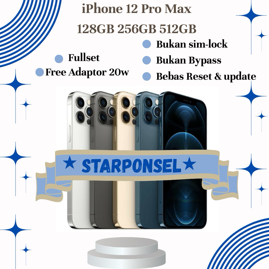 IPhone 12 Pro Max 128GB 256GB 512GB Fullset Second Original Ex Inter All Operator