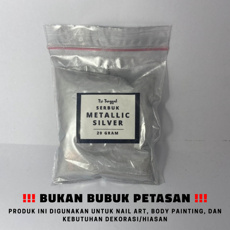 Serbuk Metallic Premium Silver 20gr Powder Kilau Pigmen Metalik Cat Reflektif Tembaga Aluminium Bubu