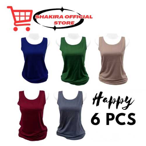 6 Pcs Singlet Wanita Katun Singlet Remaja Dewasa Polos Singlet/Tengtop Tali Besar