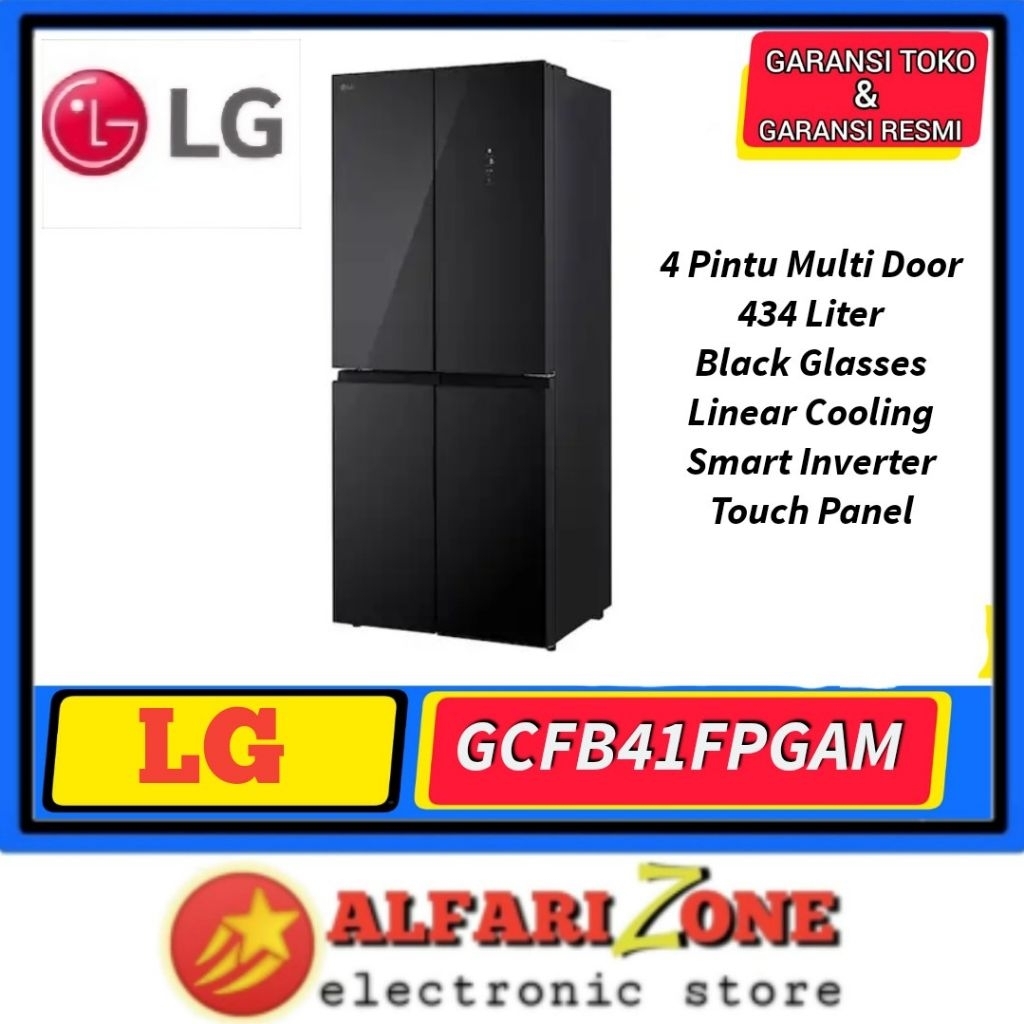 LG GCFB41FPGAM Kulkas 4 pintu Black Glass LG 434 L Smart Inverter