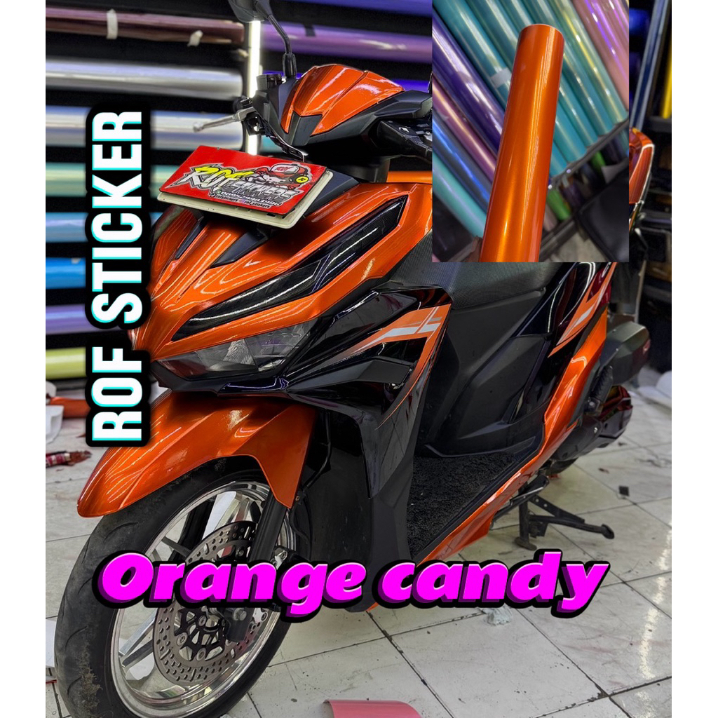 stiker skotlet les motor orange candy premium