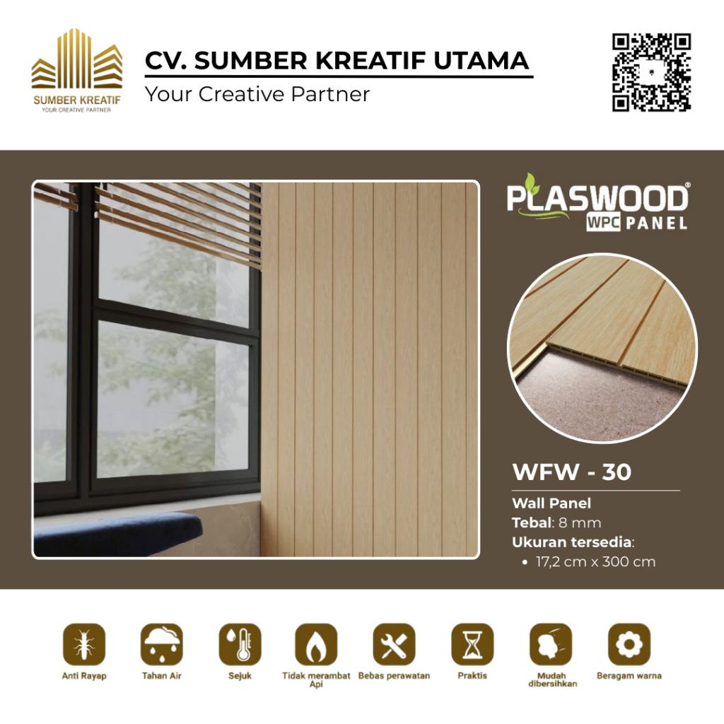 Panel Dinding Interior / Wallpanel WPC Plaswood - WFW 30