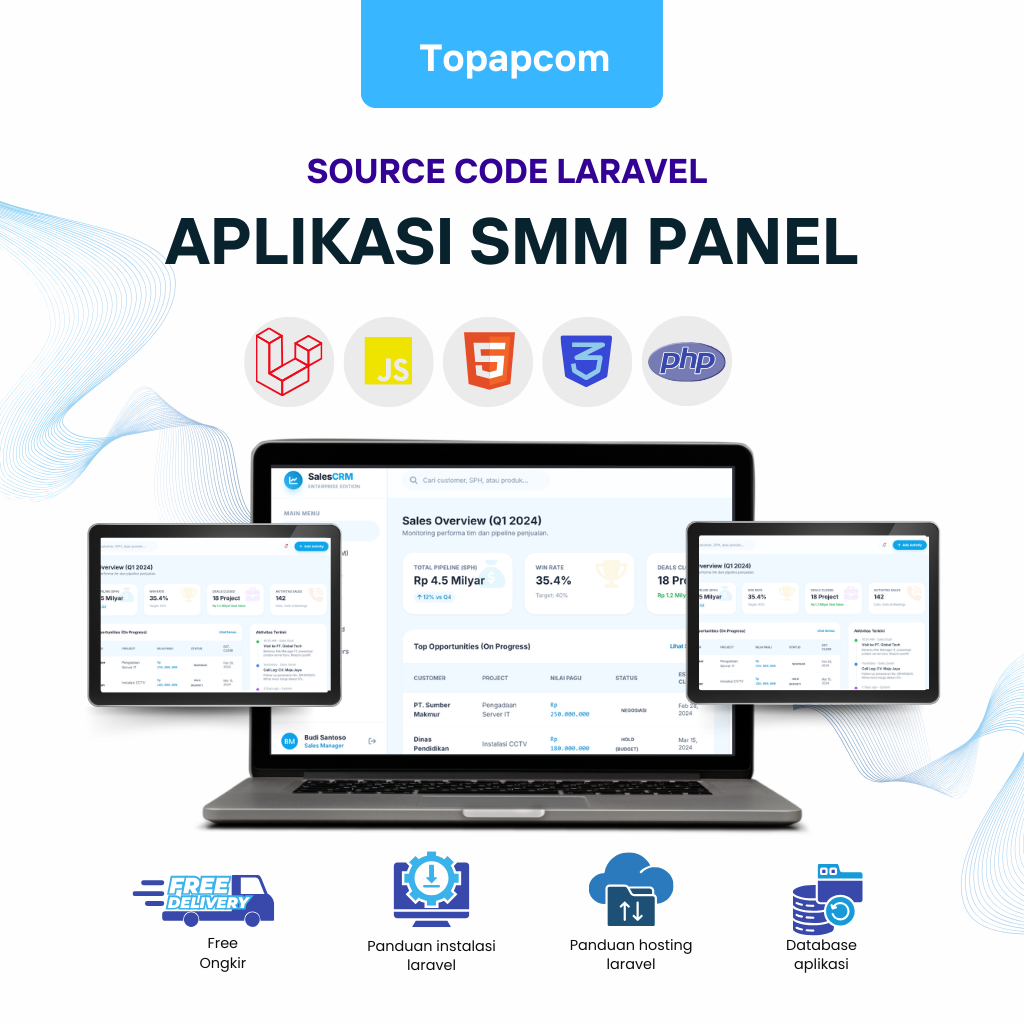 Aplikasi SMM Panel Laravel Full Fitur | Source Code & Database