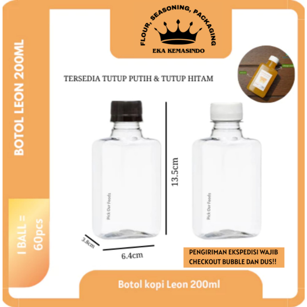 Botol Leon 200ml | Botol Plastik 200ml Leon | Botol Kopi Unik | Botol PET 200ml