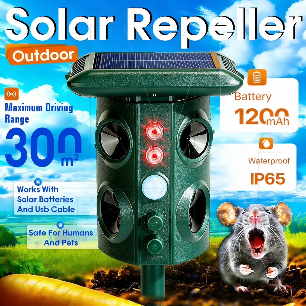 Alat Untuk Pengusir Tikus Binatang Ultrasonic Dengan Tenaga Matahari Pengusir Tikus Elektrik Alat Pe