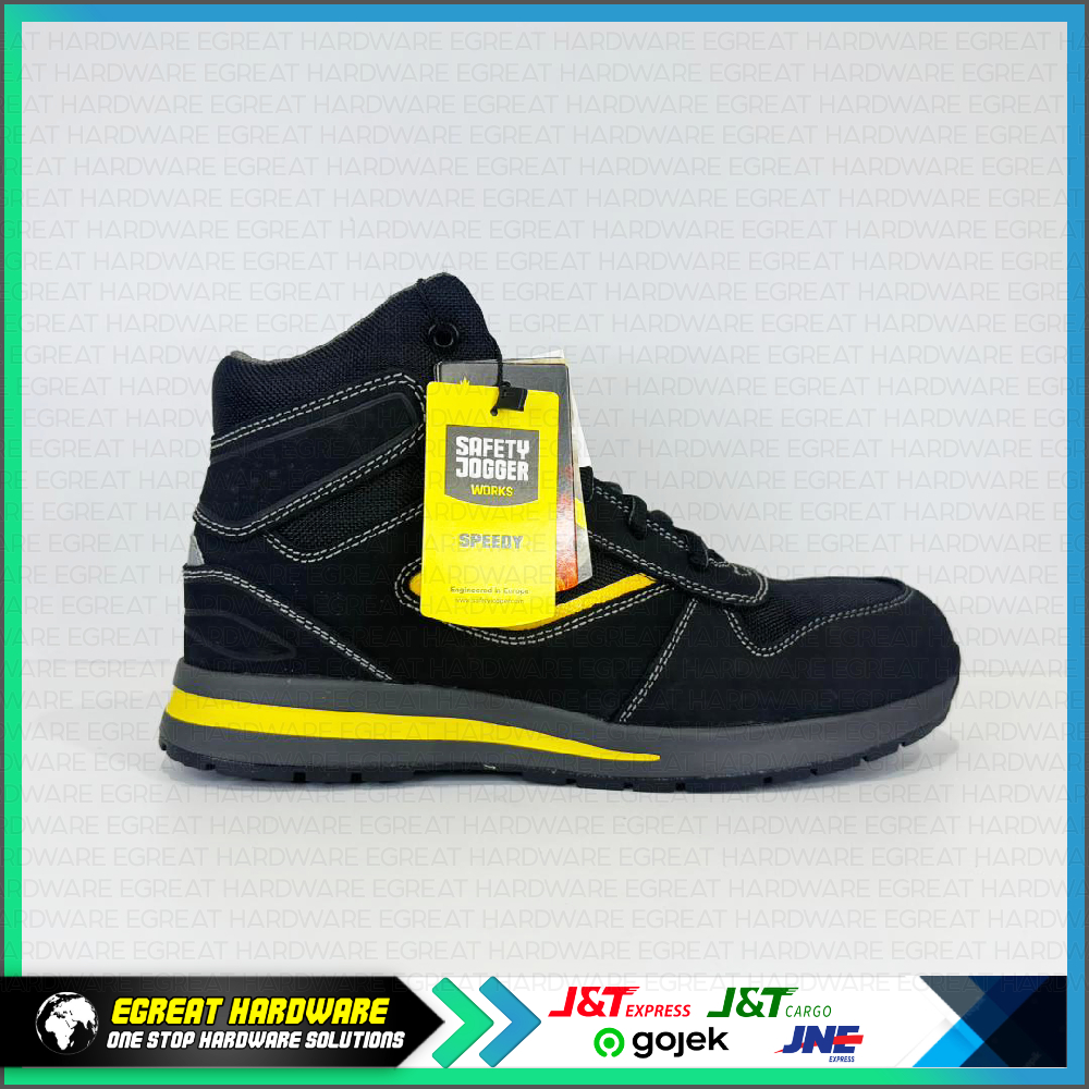 (BARANG READY / BUKAN PO) SAFETY SHOES; MID CUT, COMPOSITE; SPEEDY S3, BLACK; SAFETY JOGGER