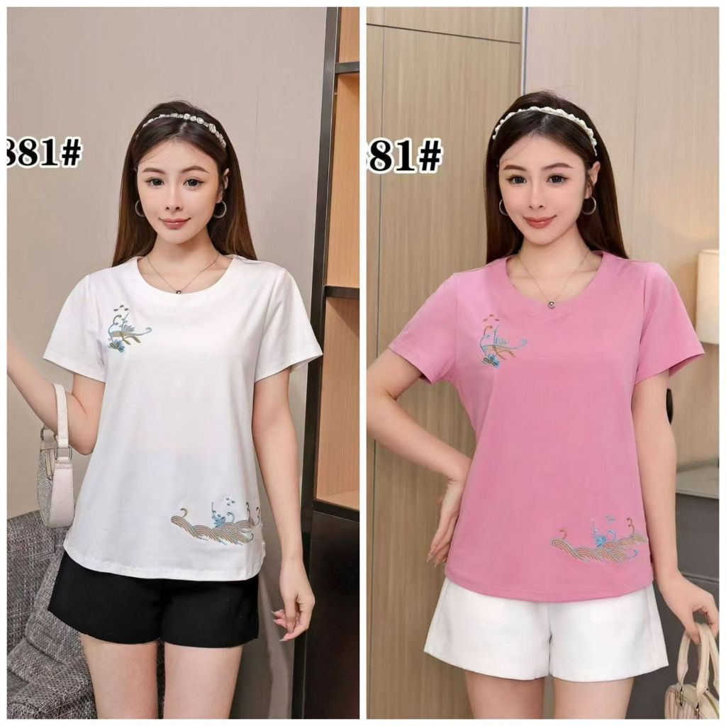 Atasan wanita kaos bordir import premium