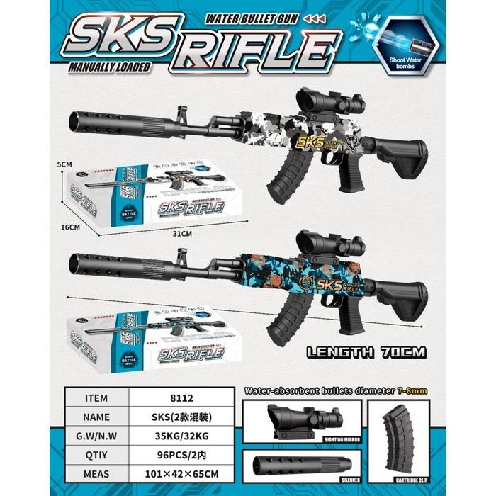 SKS jelly gun Space pullout riffle gunman mainan pistol peluru jelly BB water gun air mainan tembaka
