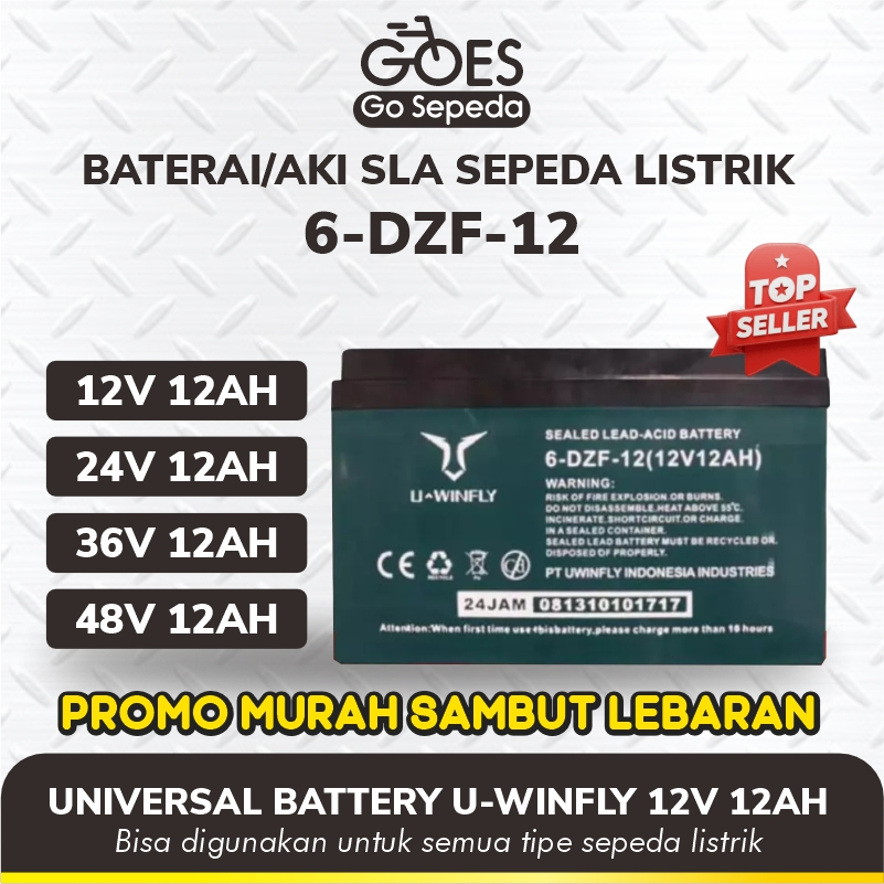 GOES Baterai Aki 12V 12AH U-WINFLY Sepeda Listrik Aki Baterai Sepeda listrik Universal segala merk