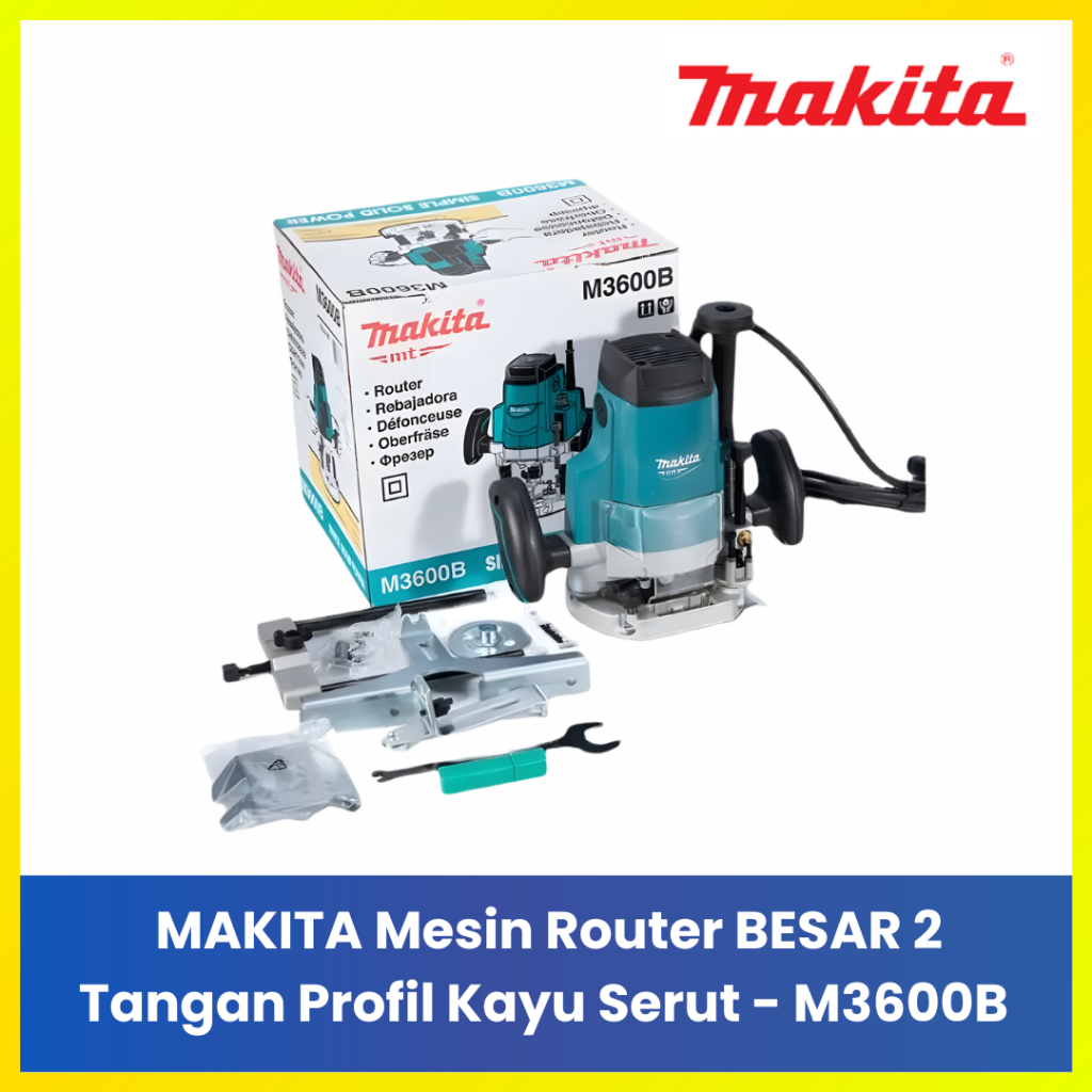 Makita M3600B Mesin Router Besar Profil Kayu 1/2" 1650W - Pengganti Maktec MT362
