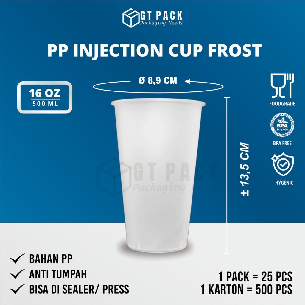 Cup Plastik PP Injection Datar 500 ML (Frost)
