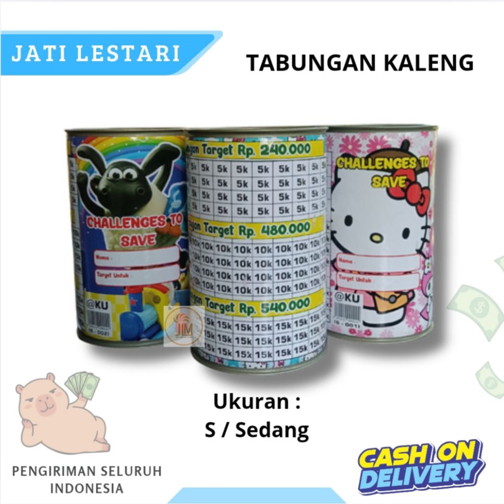 Celengan Kaleng Ukuran Sedang (S) / Celengan Kaleng S / Celengan Kaleng murah