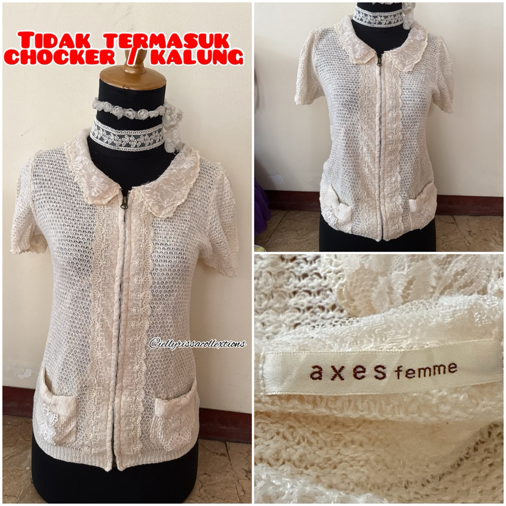 ‼️ PRIVATE COLLECTIONS ‼️ INSTANT AVAILABLE ‼️ AXES FEMME MORI KEI LACE OUTER / TOP Y2K ZIPPER OUTER